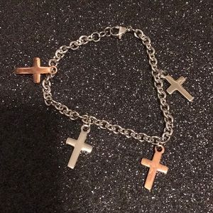Silver cross bracelet